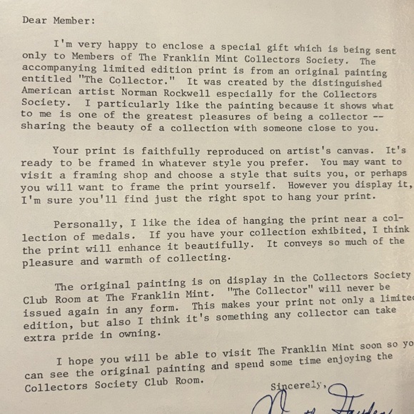 Norman Rockwell The Collector Franklin Mint Limited Edition Print on Canvas - Picture 11 of 12